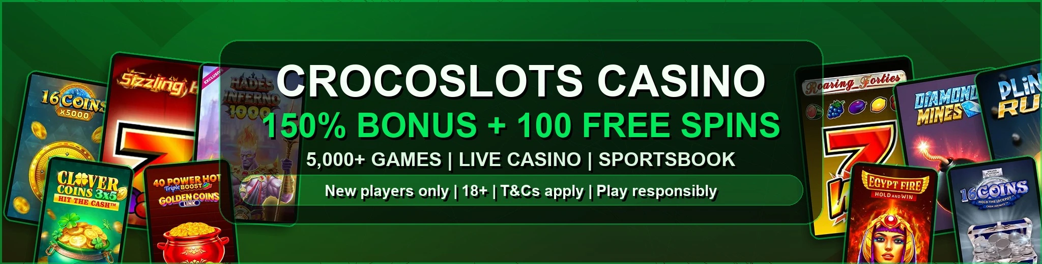 CrocoSlots Casino Welcome Bonus 150% up to €500